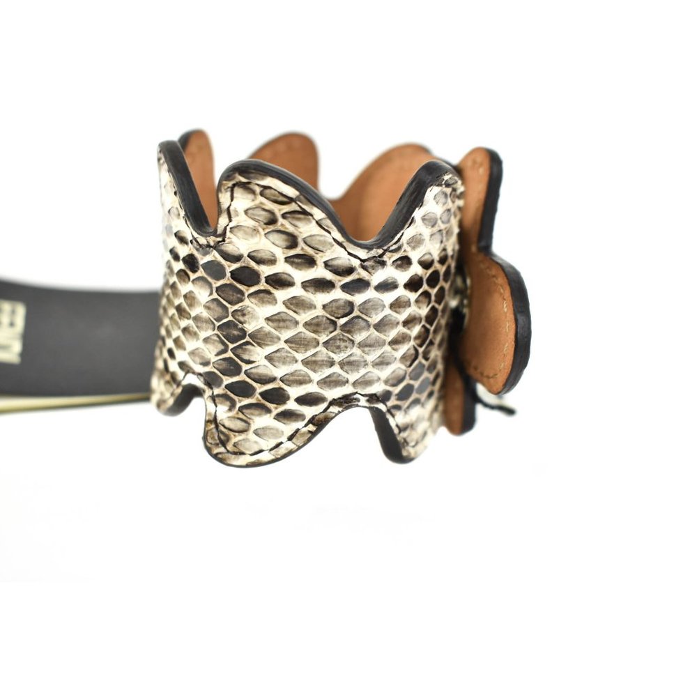 Fendi: Black, Python Leather & Stud Logo Bracelet - image 6